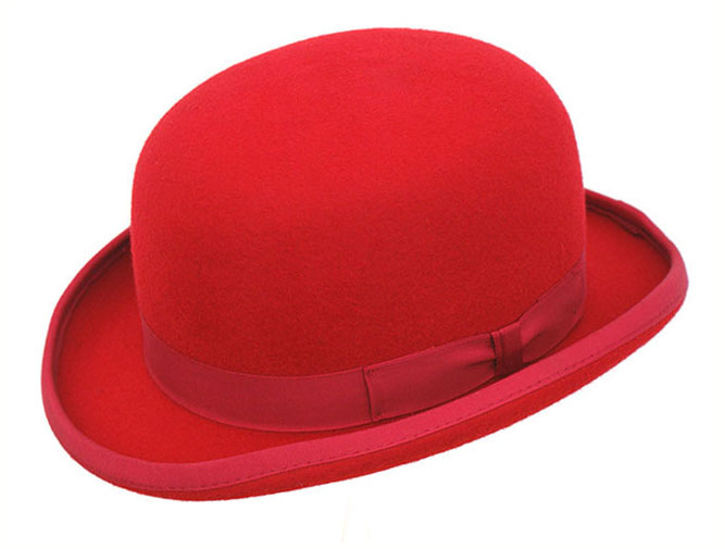 Red Wool Bowler - Denton Hats