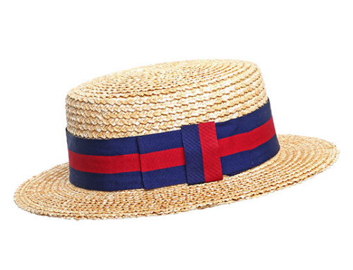 Boater Hat with Stripe Band 9